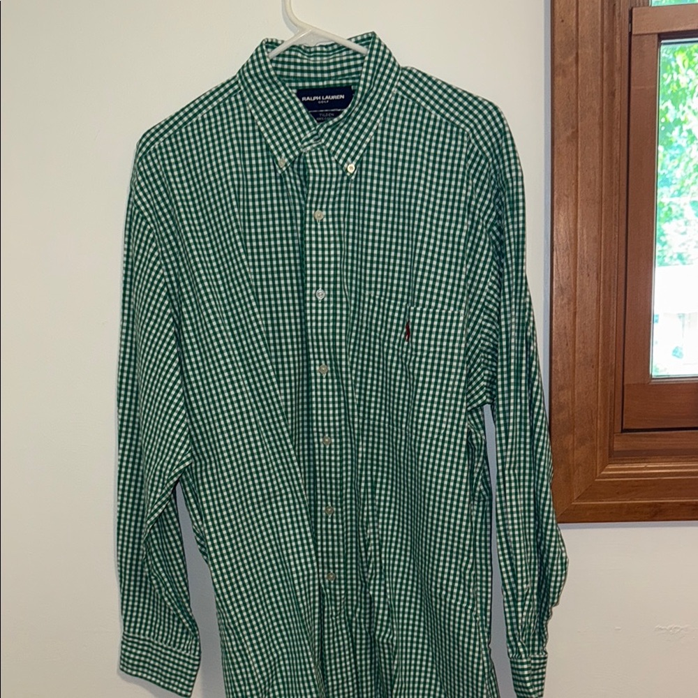 Ralph Lauren Men's Green Gingham Shirt